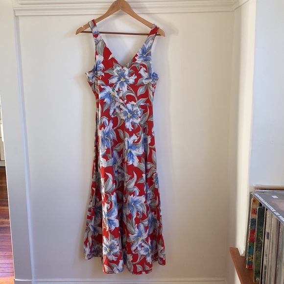 Chaps Denim Hawaiian Print Maxi Dress - Picture 9 of 13